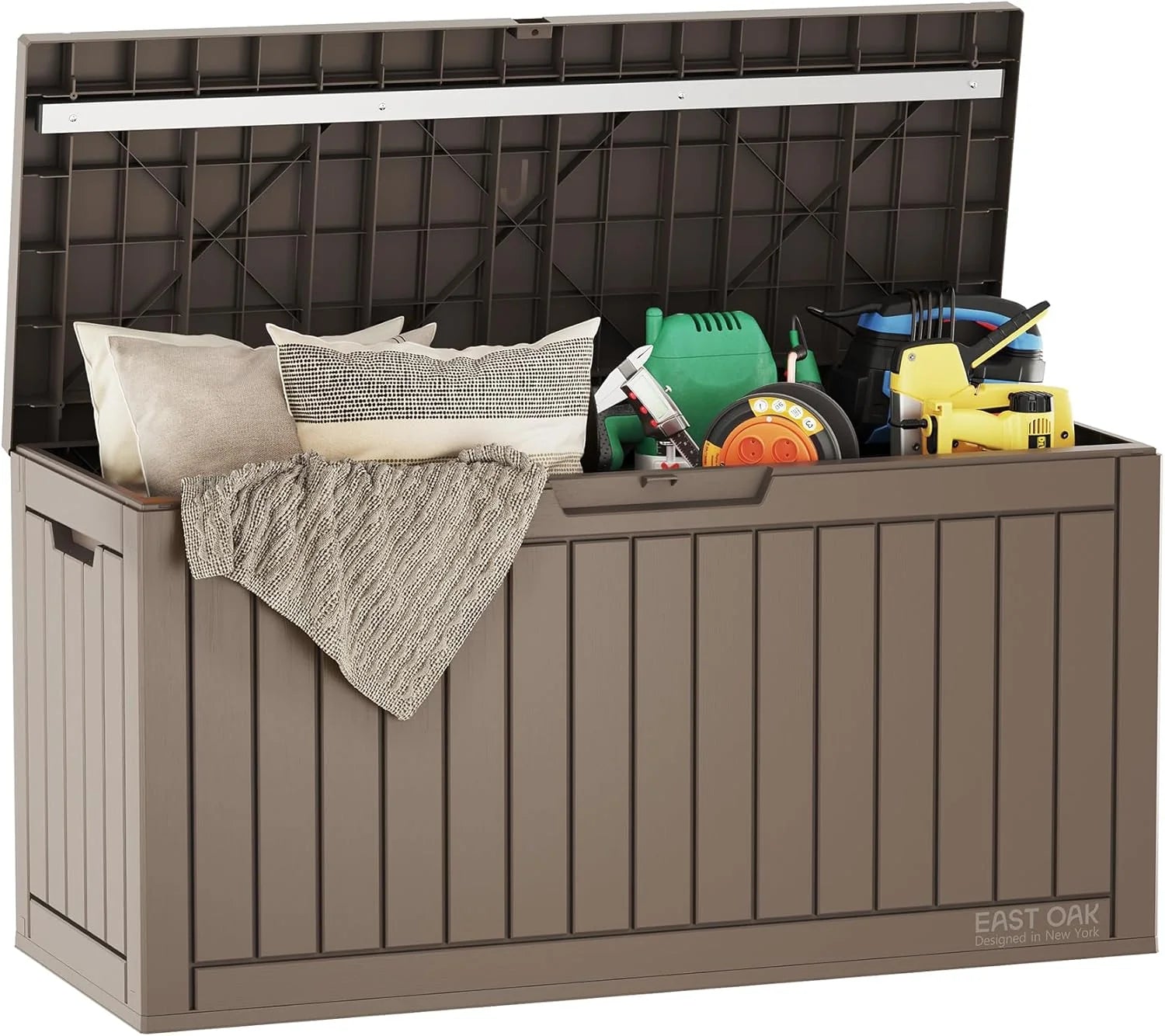 EAST OAK Outdoor Storage Box, 60 Gallon Deck Box Indoor and Outdoor Use, Waterproof Resin Storage Bin